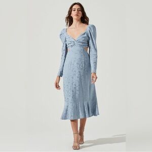 Astr The Label Laine Long Sleeve Cutout Midi Dress